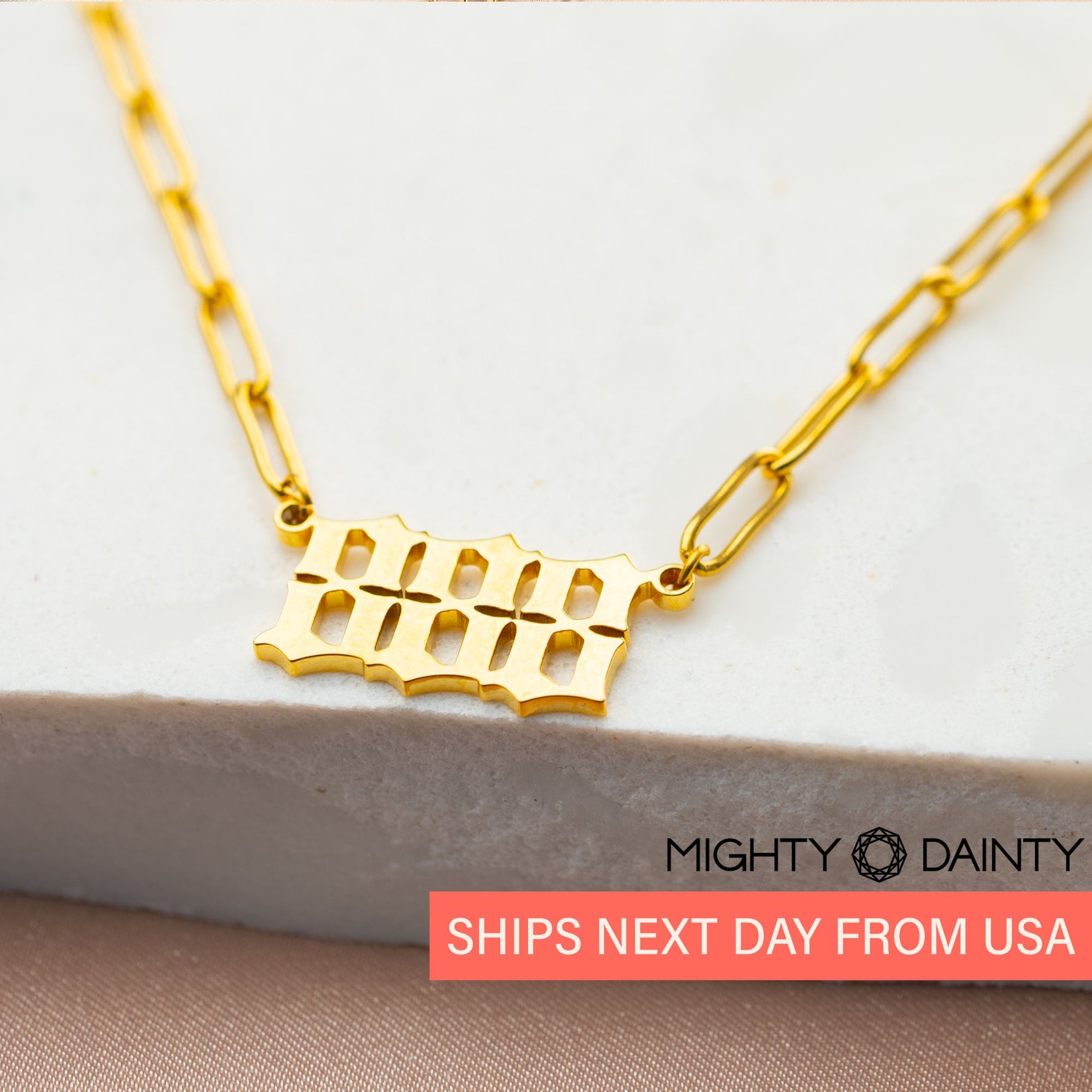 Lucky Number Pendant Chain Necklace