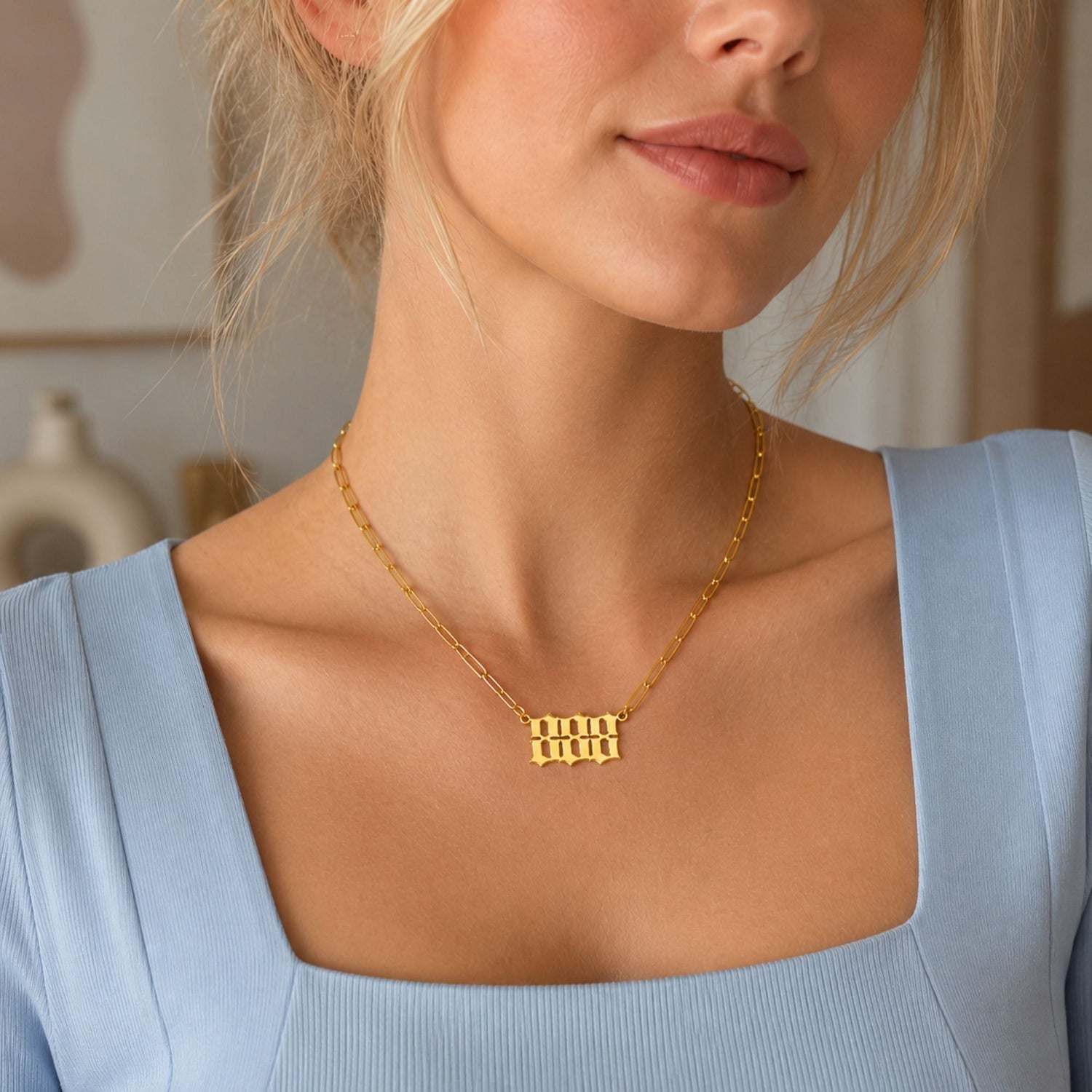 Lucky Number Pendant Chain Necklace