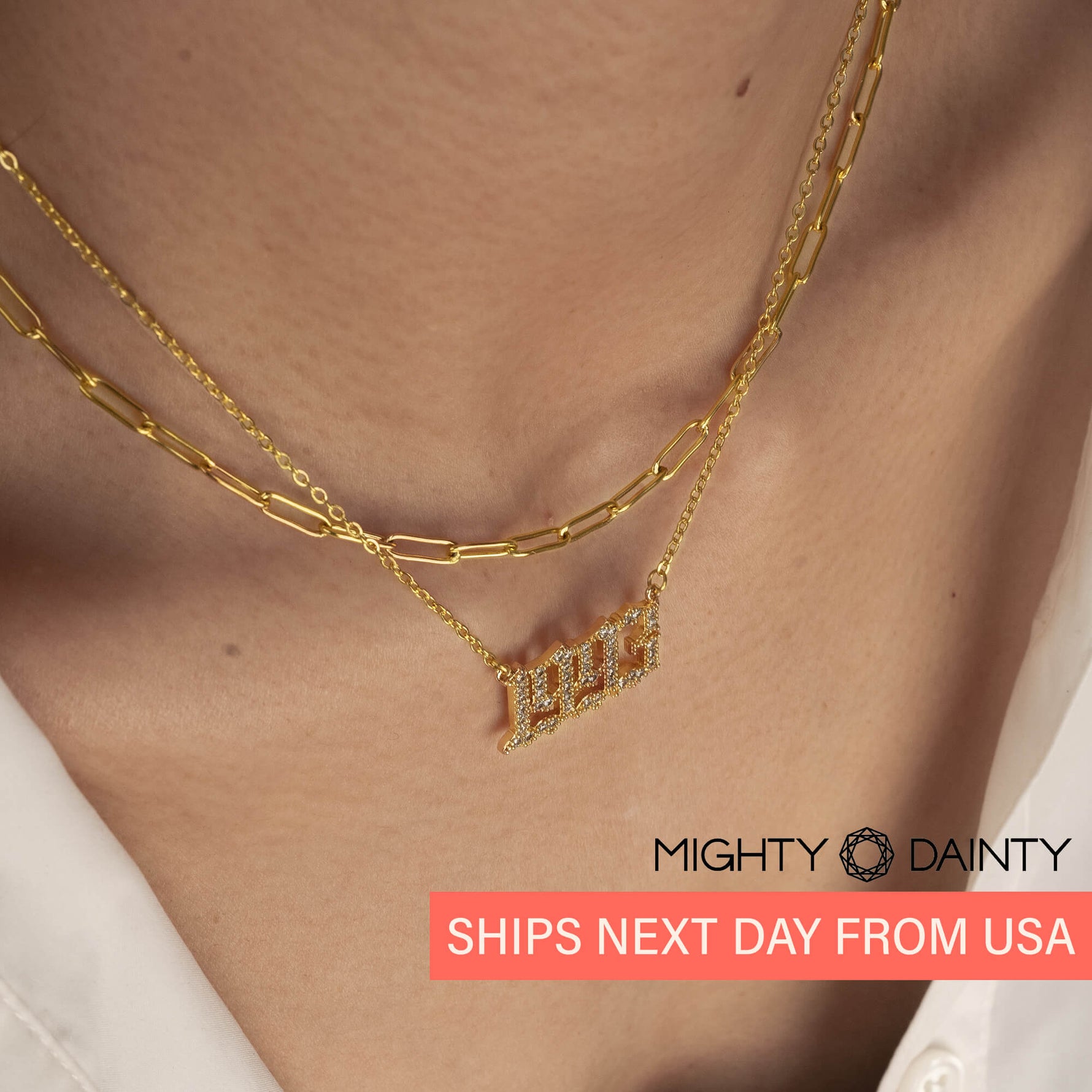 Birth Year Layered Chain Necklace