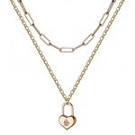 Gold Paper Clip Chain Initial Necklace Set