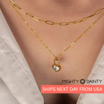 Gold Paper Clip Chain Initial Necklace Set