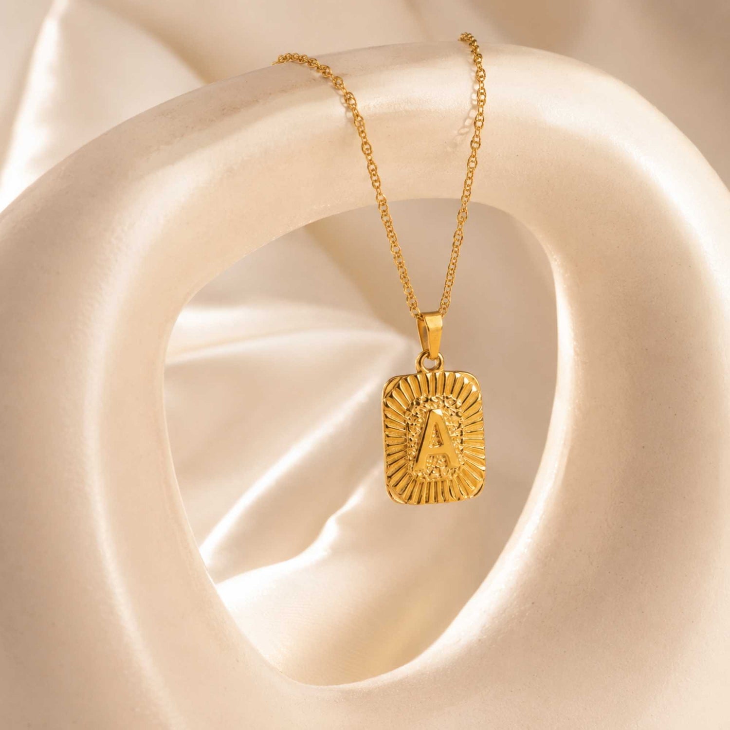 Rectangular Initial Necklace