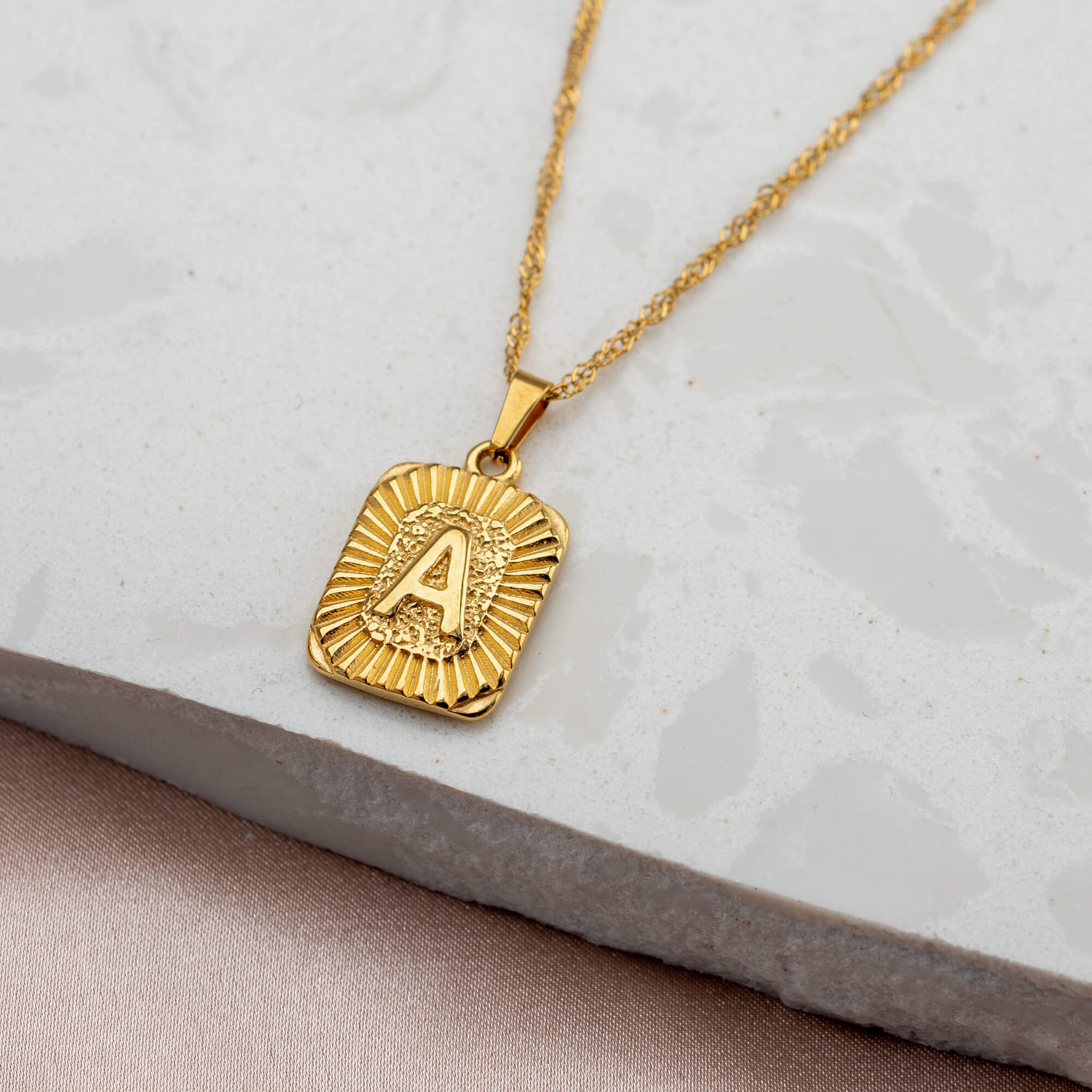 Rectangular Initial Necklace