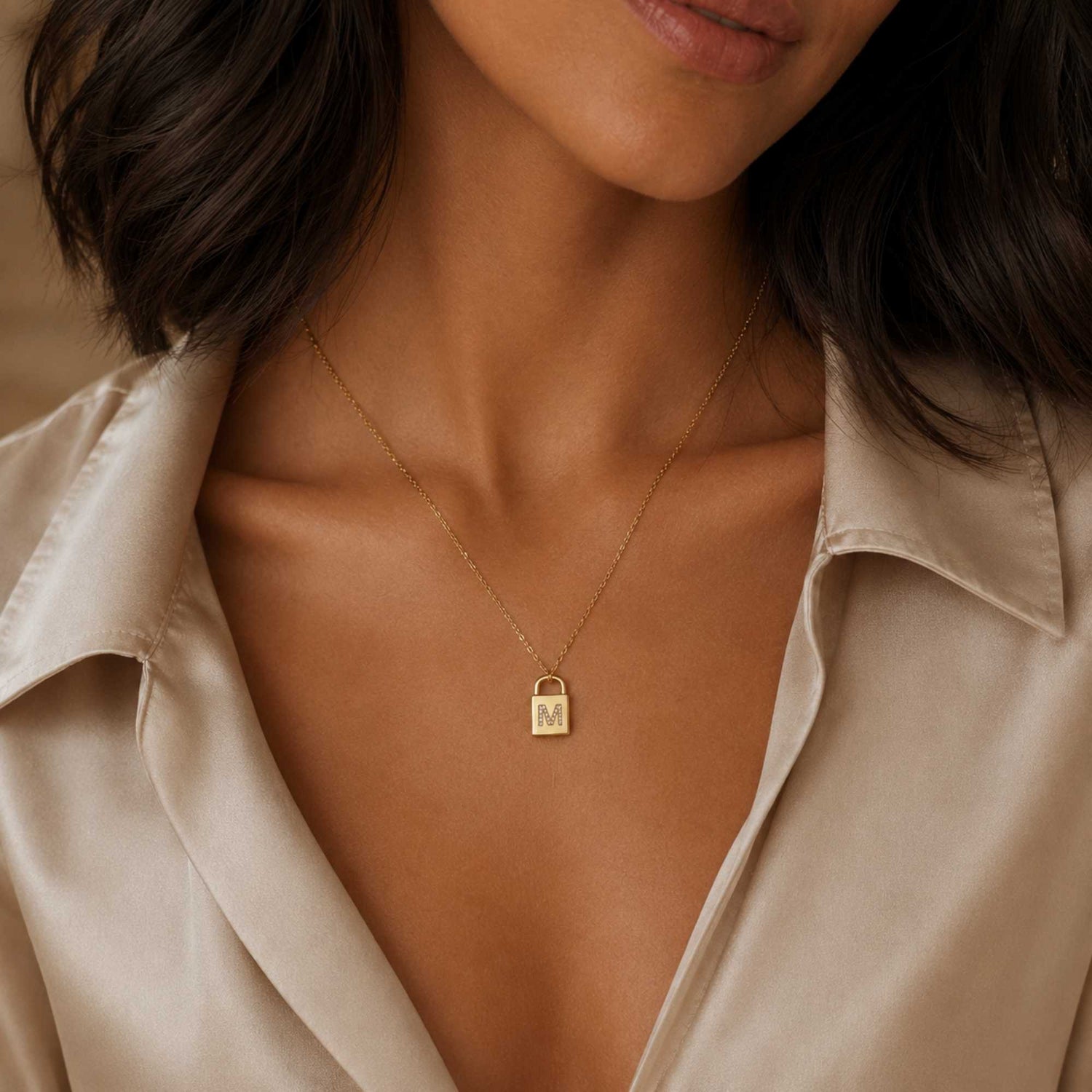 Padlock Initial Pendant Necklace