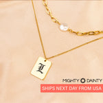 Vintage Old English Initial Pearl Necklace Set