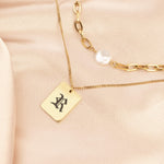 Vintage Old English Initial Pearl Necklace Set