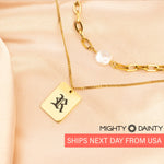 Vintage Old English Initial Pearl Necklace Set