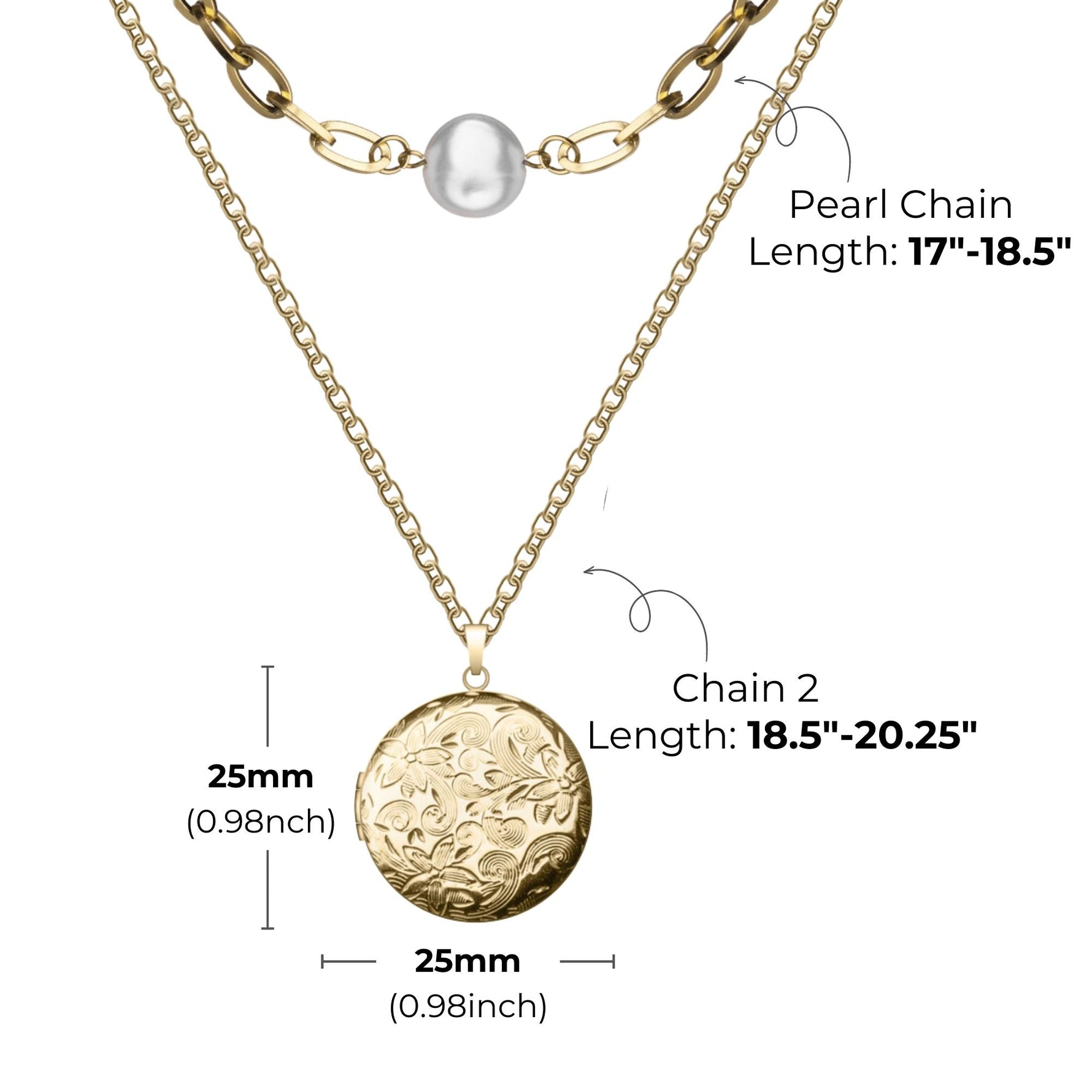 Photo Locket and Pearl Necklace Set