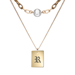 Vintage Old English Initial Pearl Necklace Set