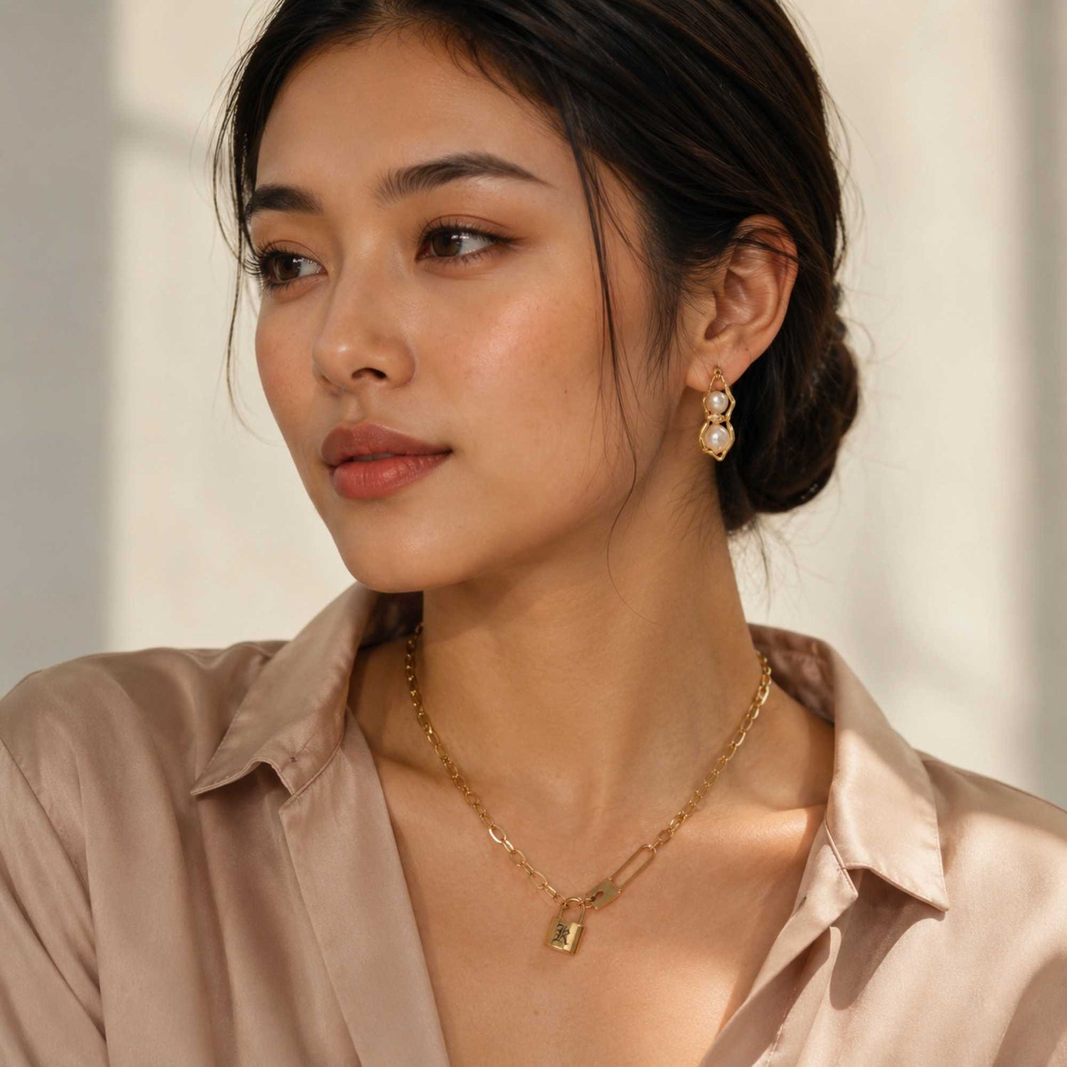 Padlock Initial Paper Clip Necklace