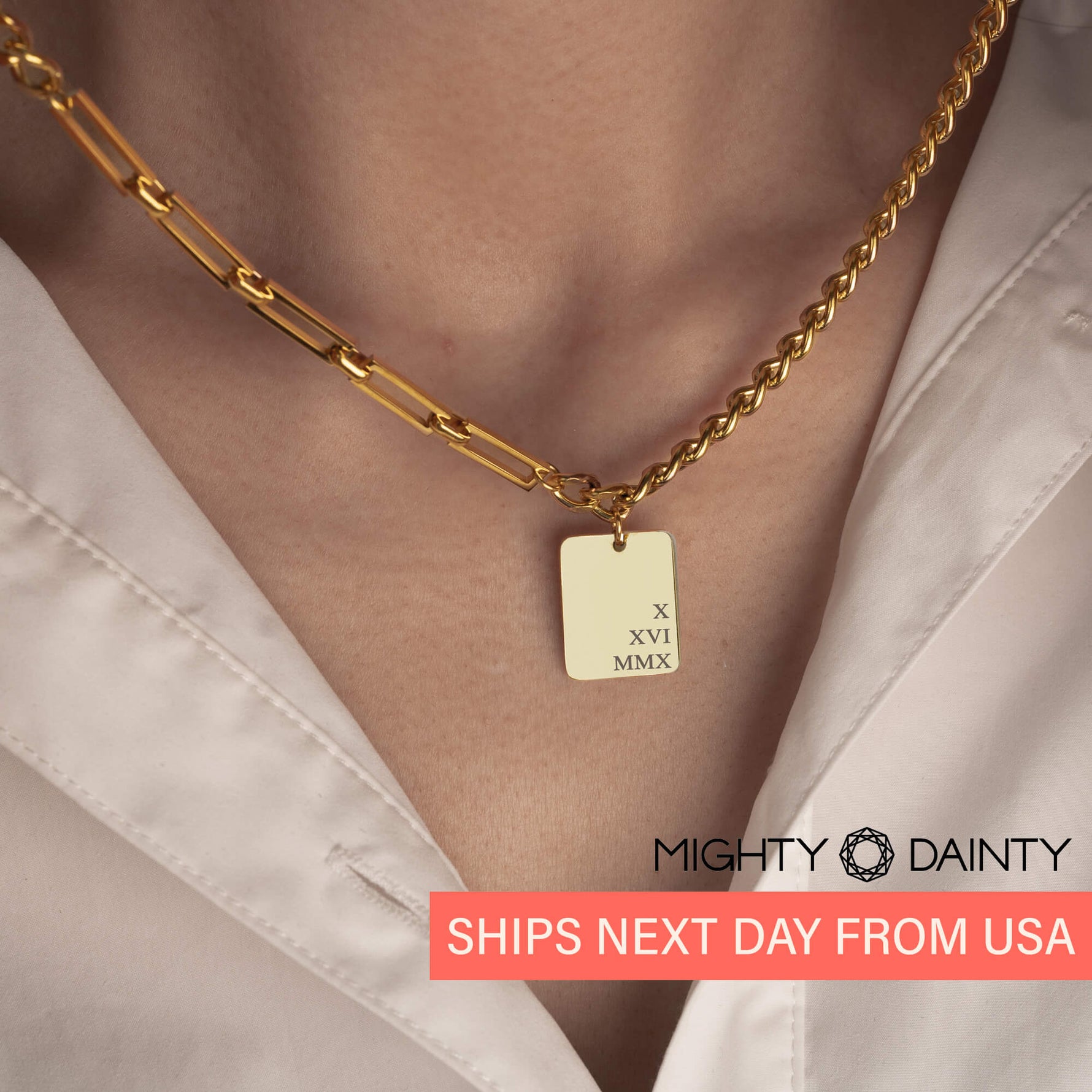 Layered Gold Paper Clip Chain Necklace