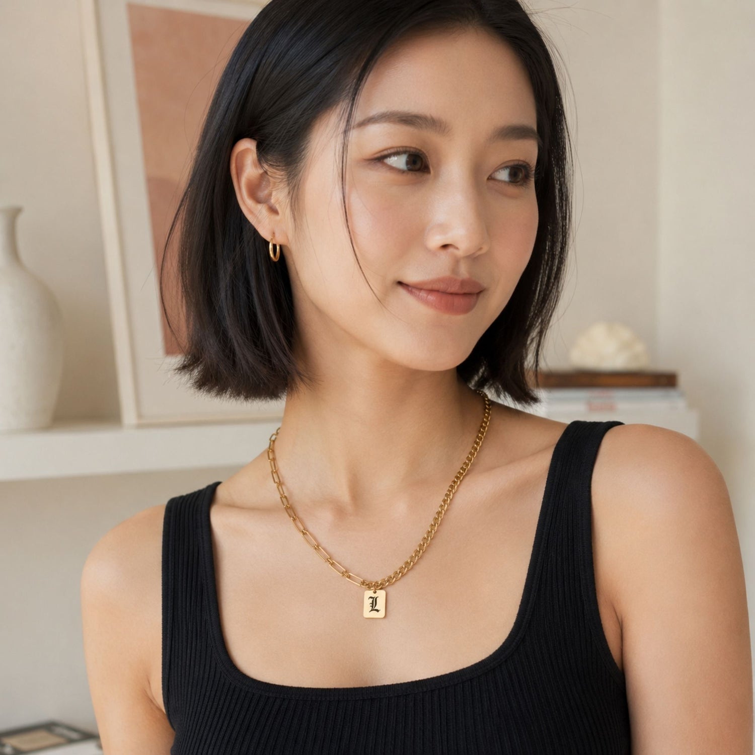 Gold Mixed Chain Initial Necklace