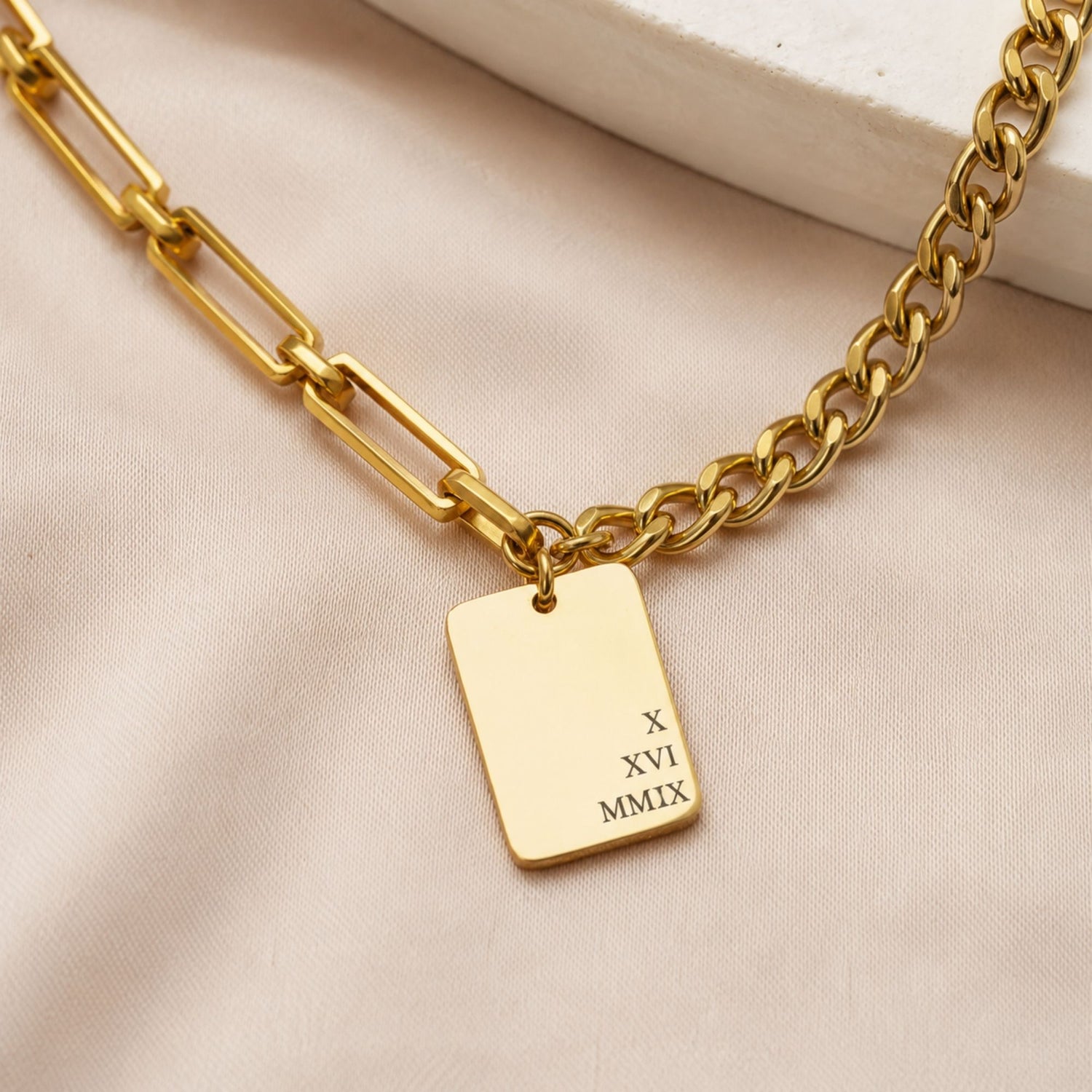 Layered Gold Paper Clip Chain Necklace