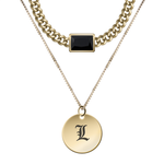 Vintage Initial Stone Necklace Set