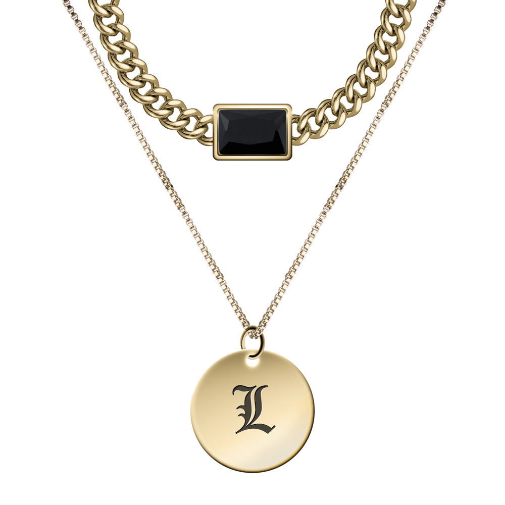 Vintage Initial Stone Necklace Set