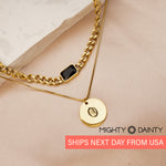 Vintage Initial Stone Necklace Set