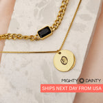 Vintage Initial Stone Necklace Set