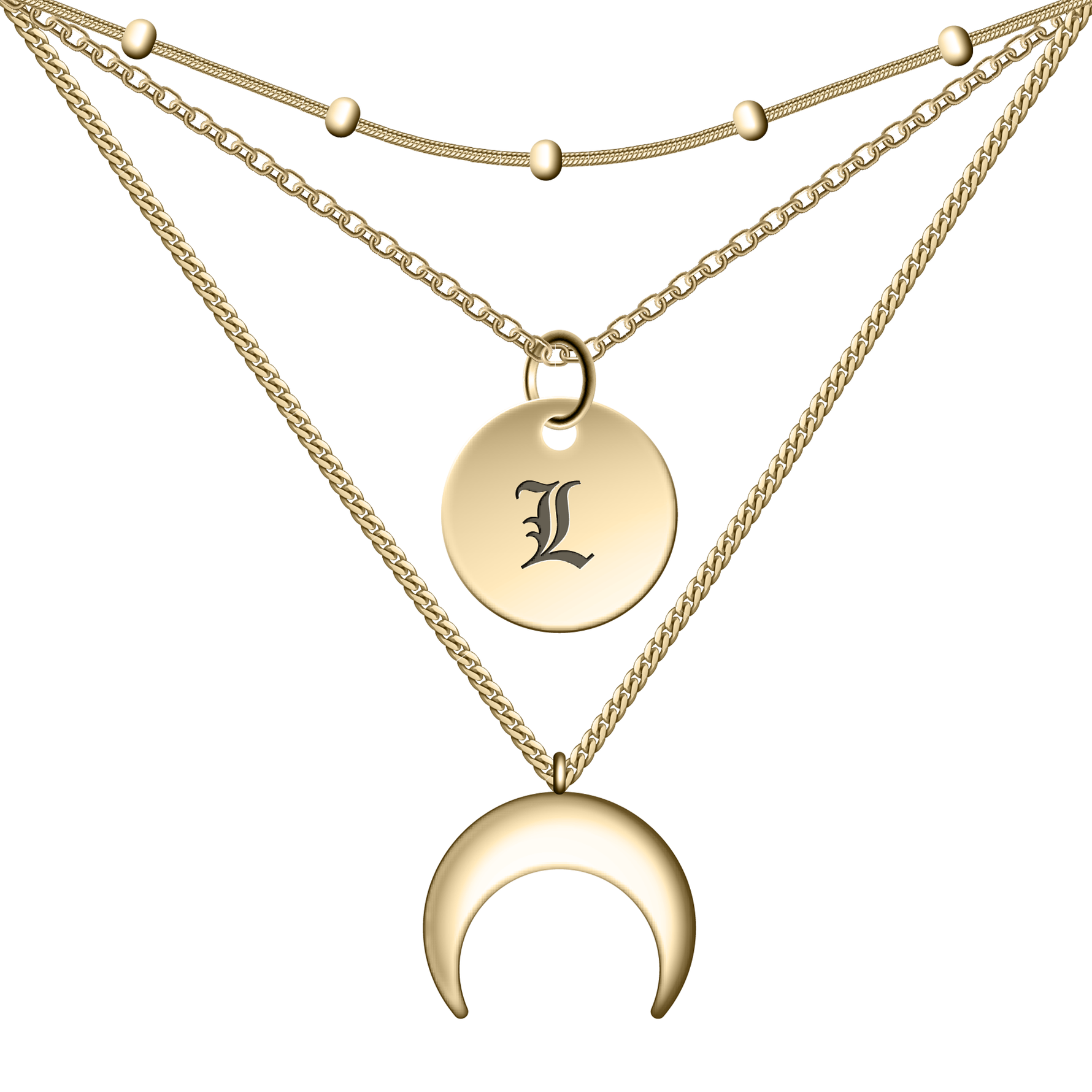 Crescent Moon Necklace Set