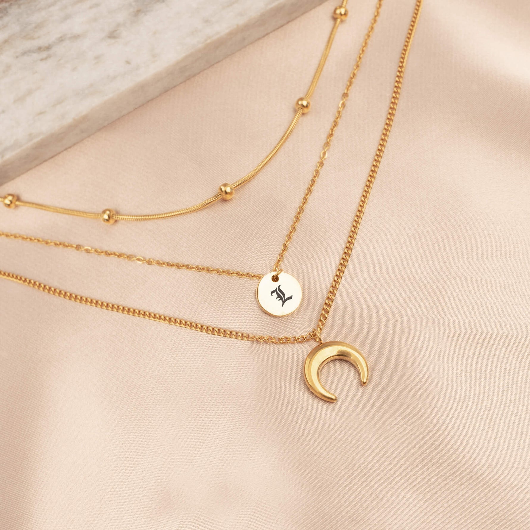 Crescent Moon Necklace Set