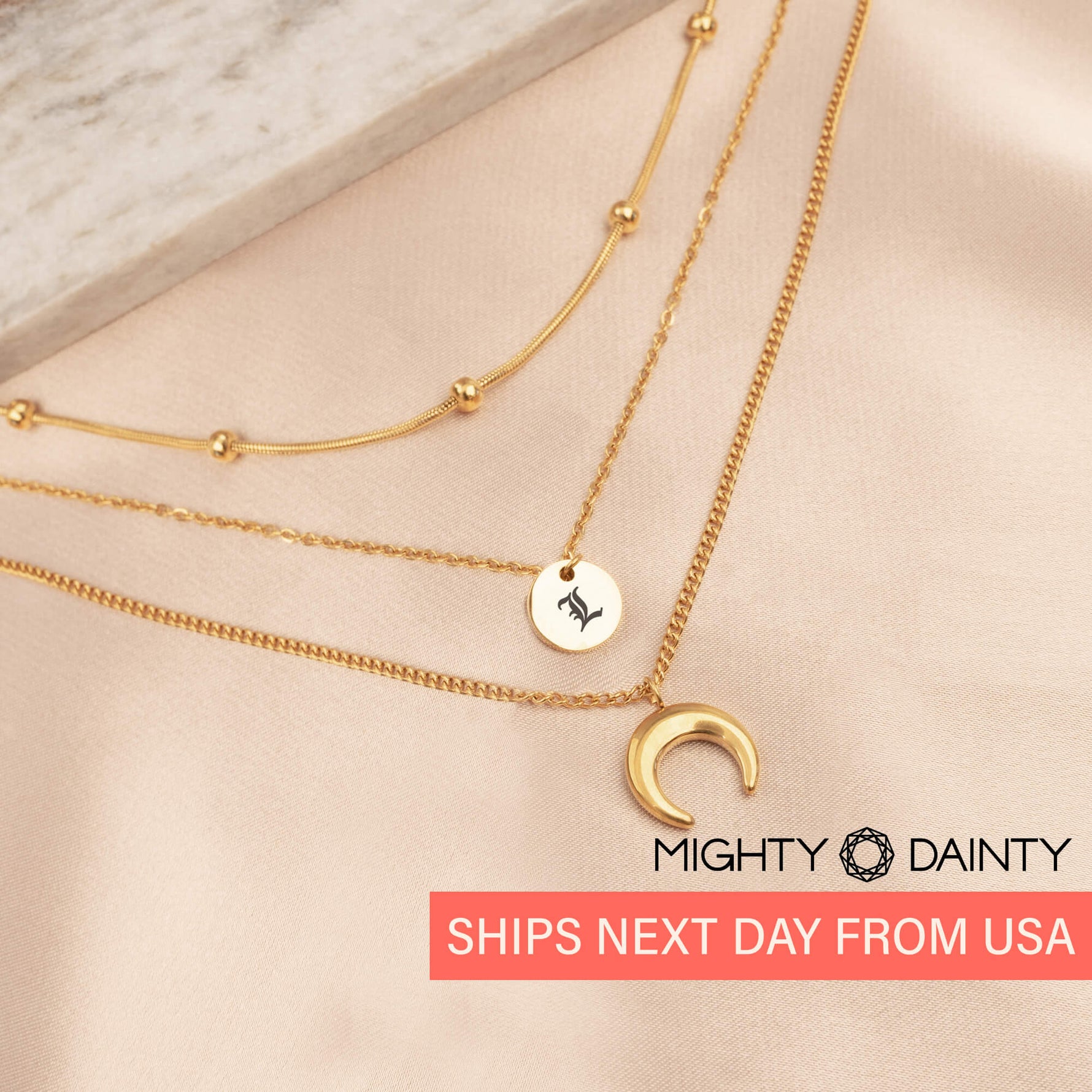 Crescent Moon Necklace Set