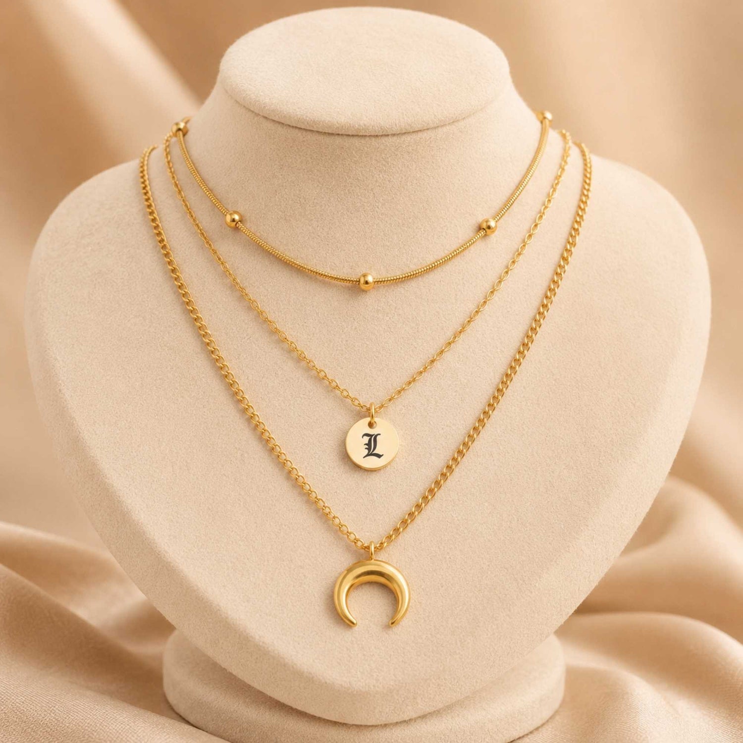Crescent Moon Necklace Set