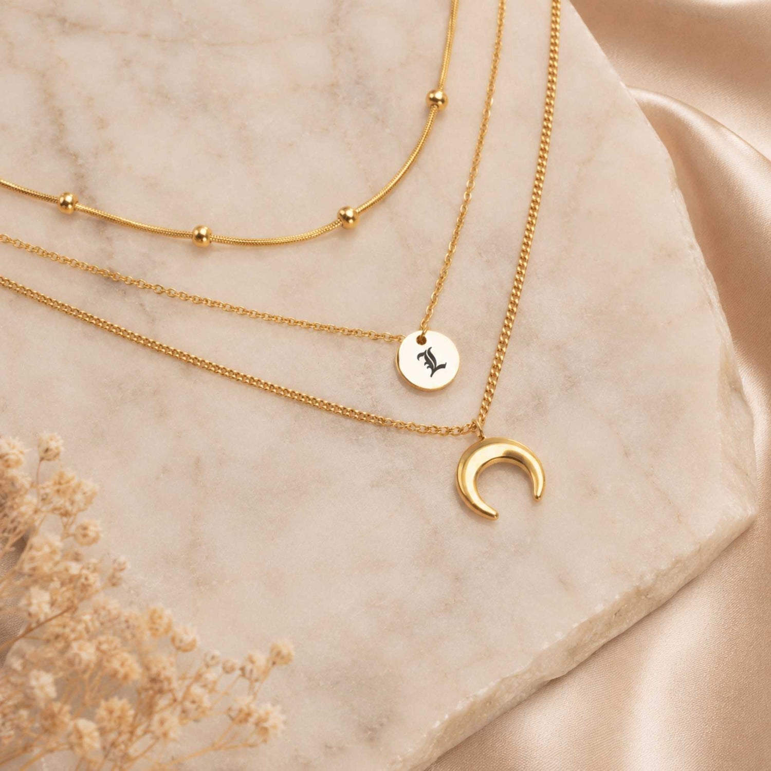Crescent Moon Necklace Set