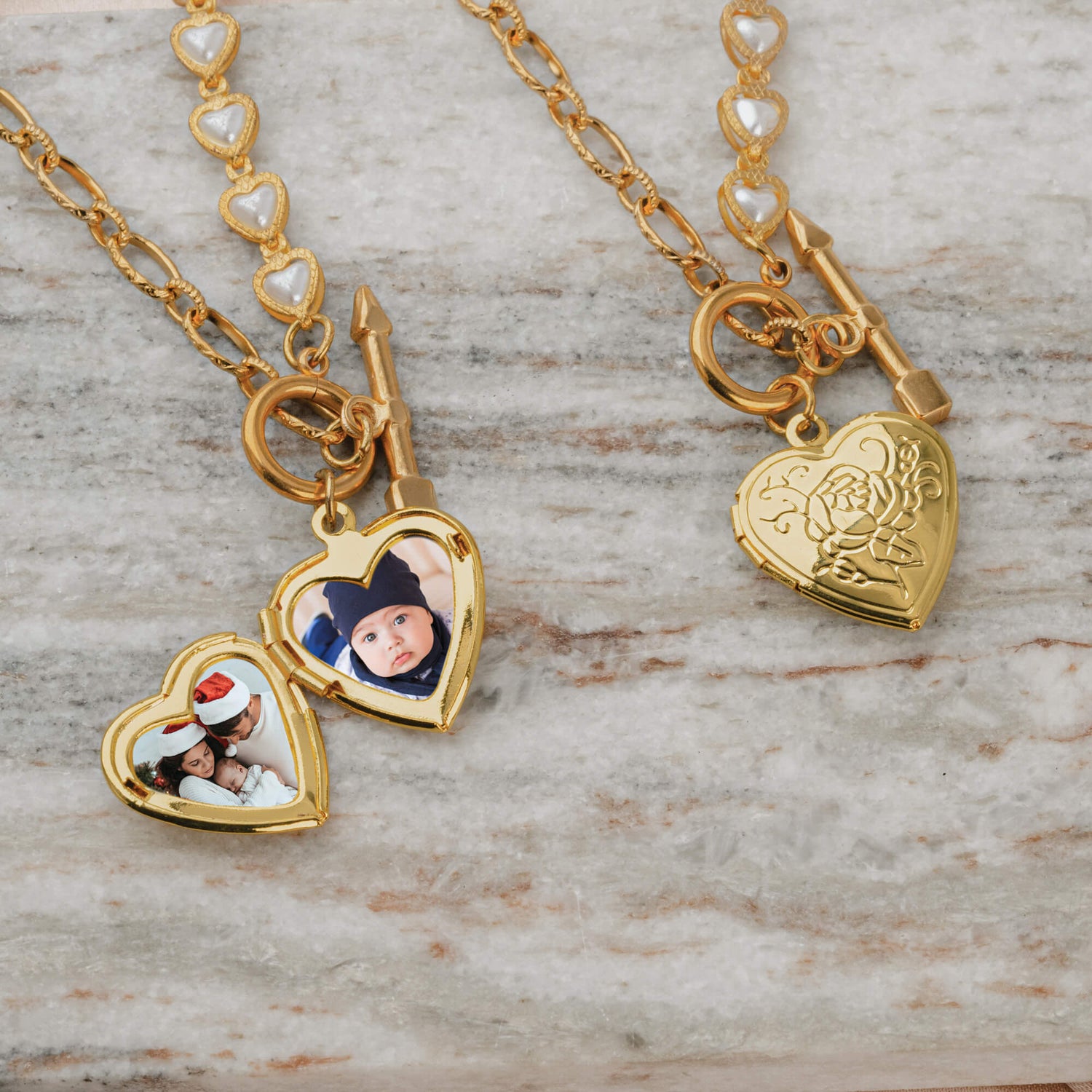 Photo Heart Chain Link Necklace