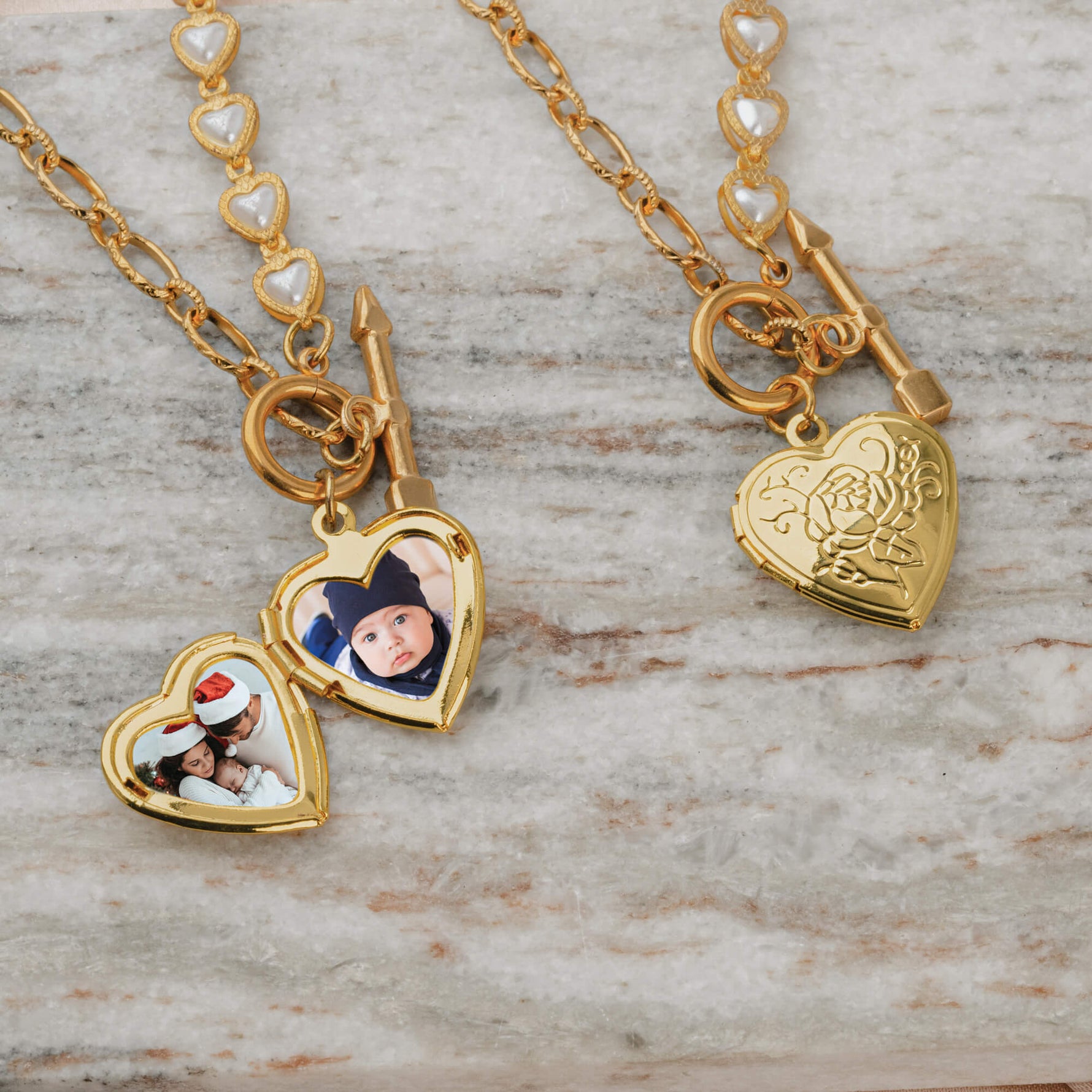 Photo Heart Chain Link Necklace