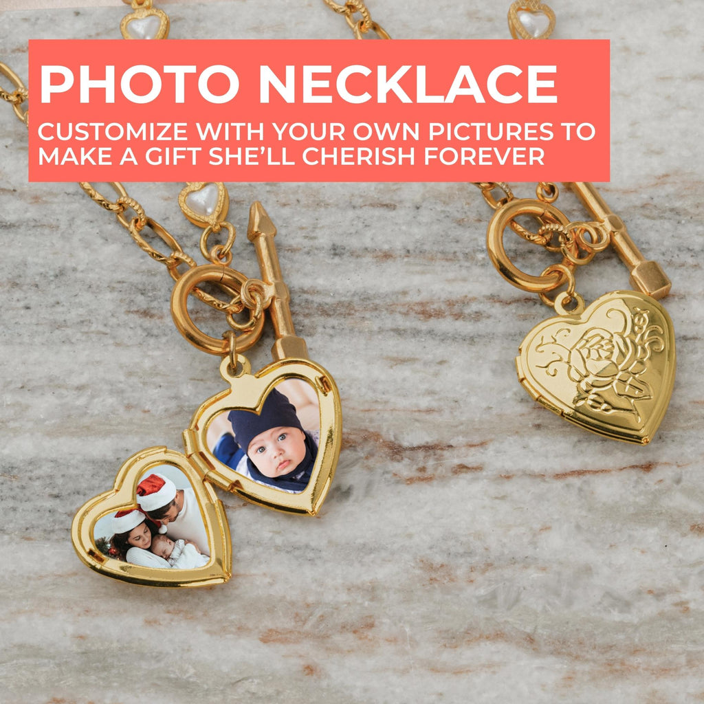 Photo Heart Chain Link Necklace