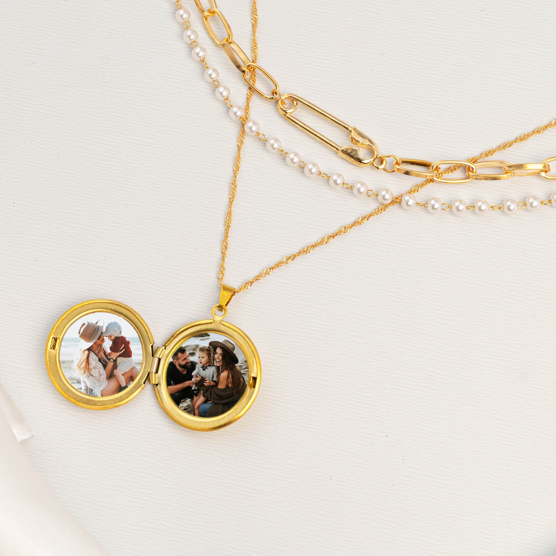 Pearl Photo Locket Necklace