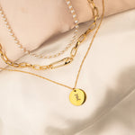 Round Initial Paper Clip Necklace Set