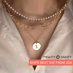 Round Initial Paper Clip Necklace Set