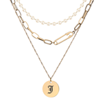 Round Initial Paper Clip Necklace Set