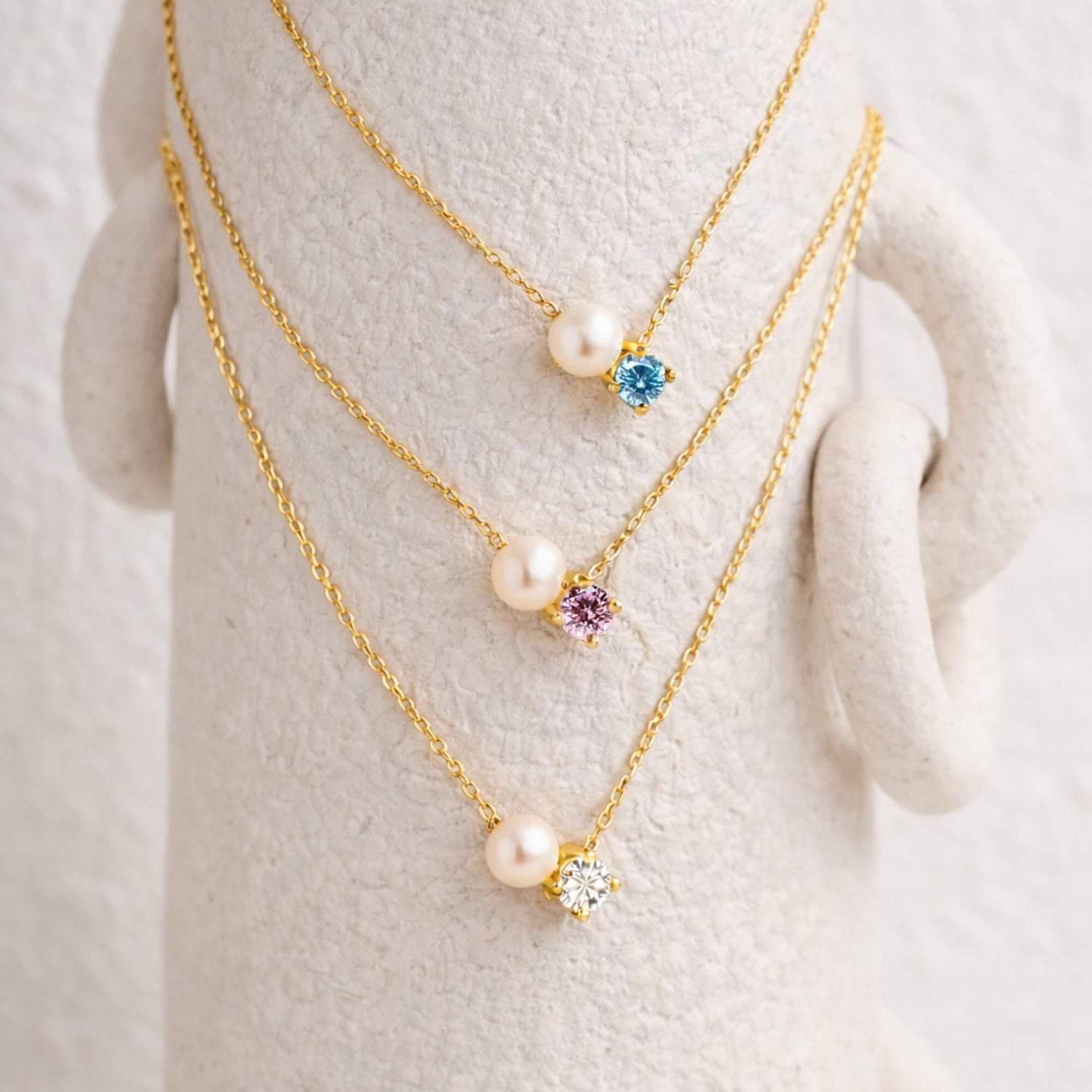 Pearl & Gem Birthstone Necklace