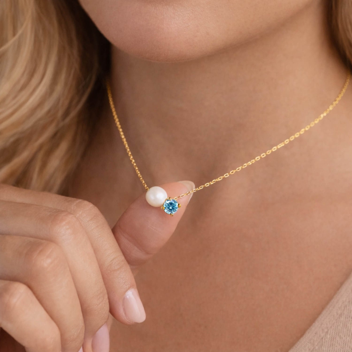 Pearl & Gem Birthstone Necklace