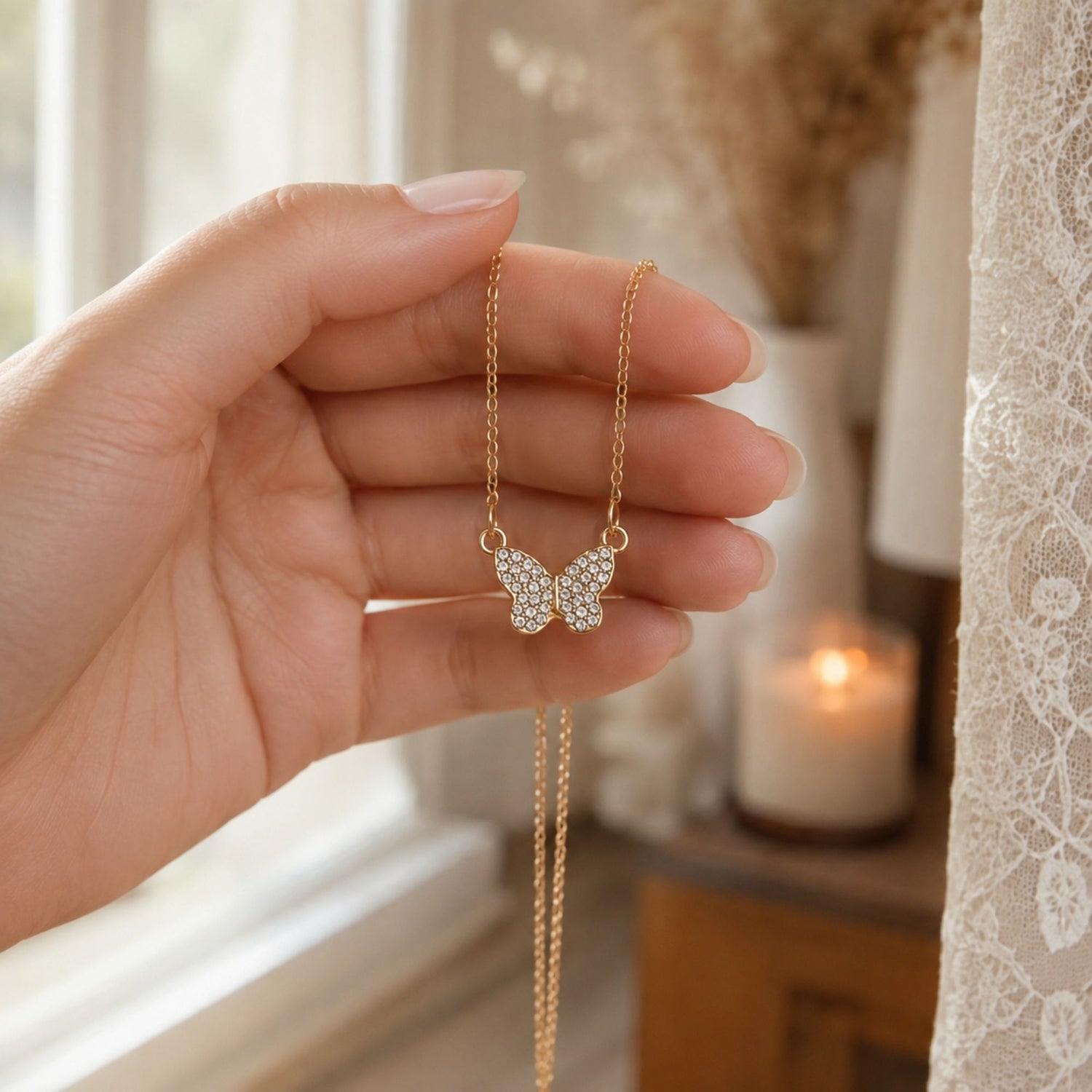 Petite Butterfly Sparkle Necklace