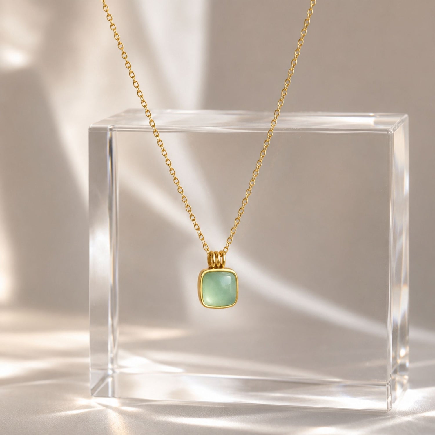 Modern Jade Cushion Necklace