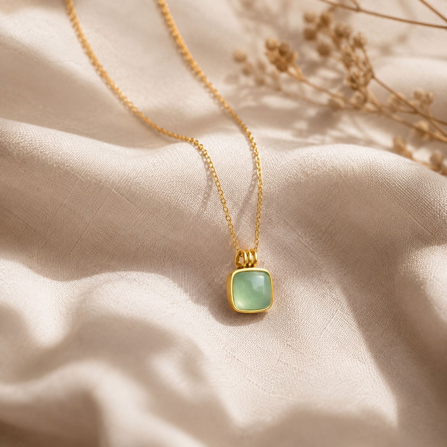 Modern Jade Cushion Necklace