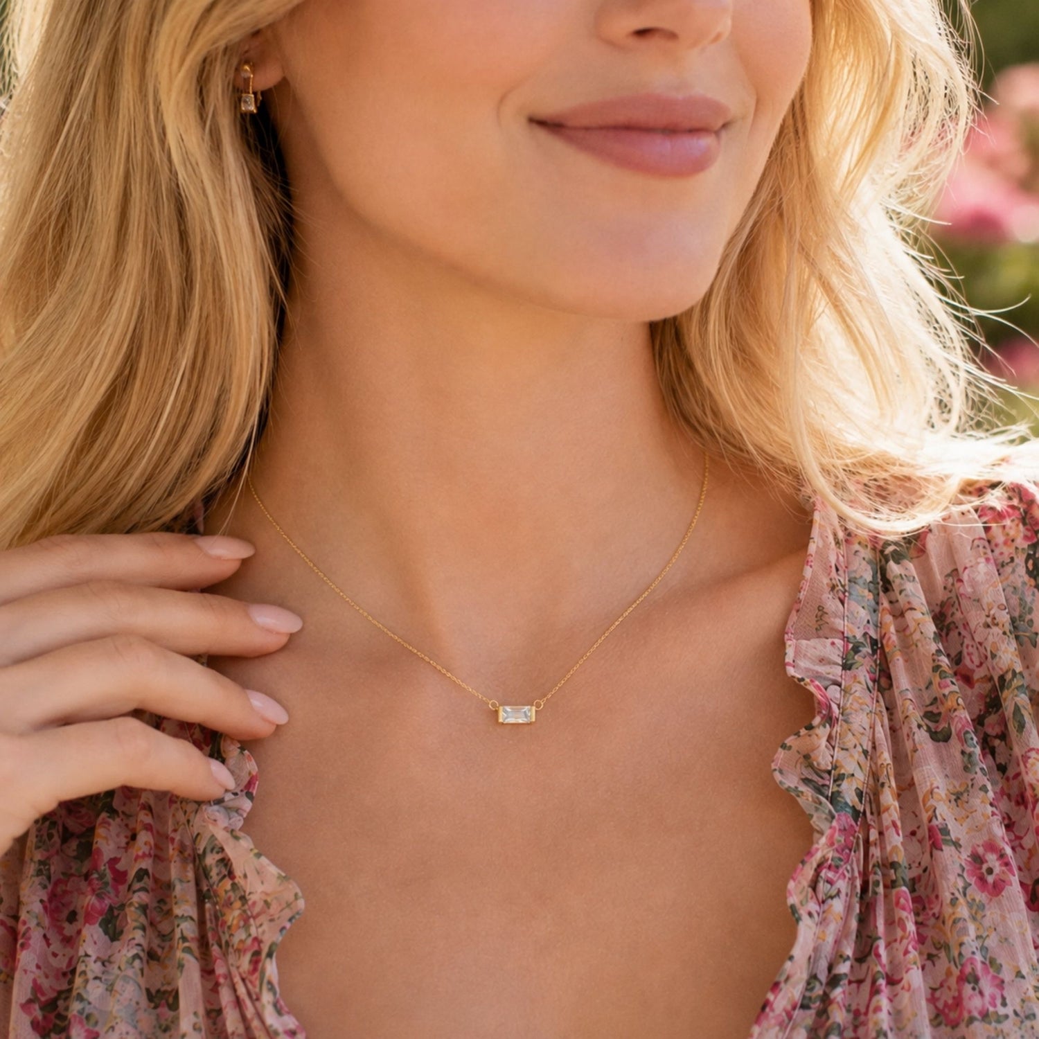 Lumi Baguette Solitaire Necklace