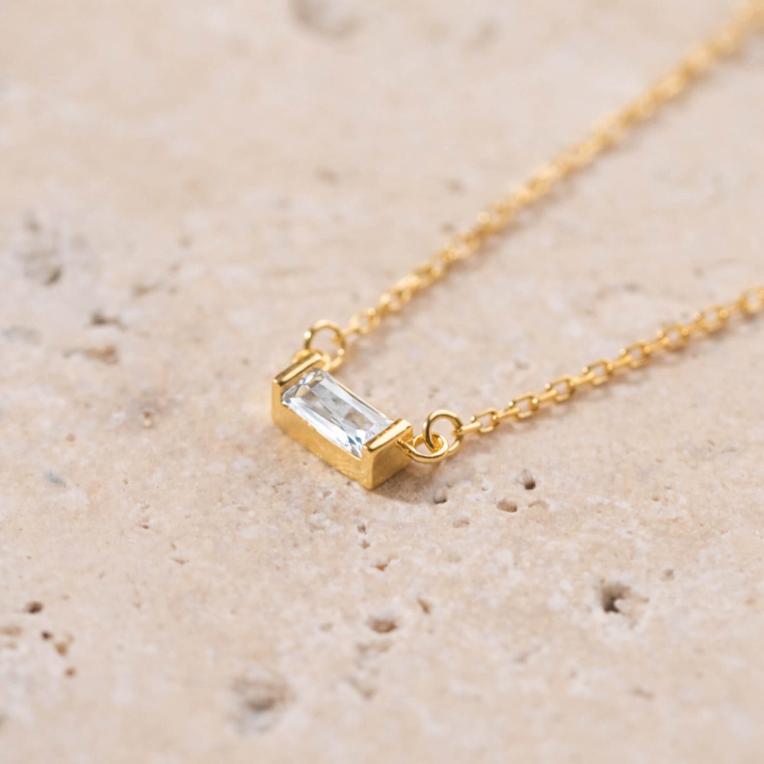 Lumi Baguette Solitaire Necklace