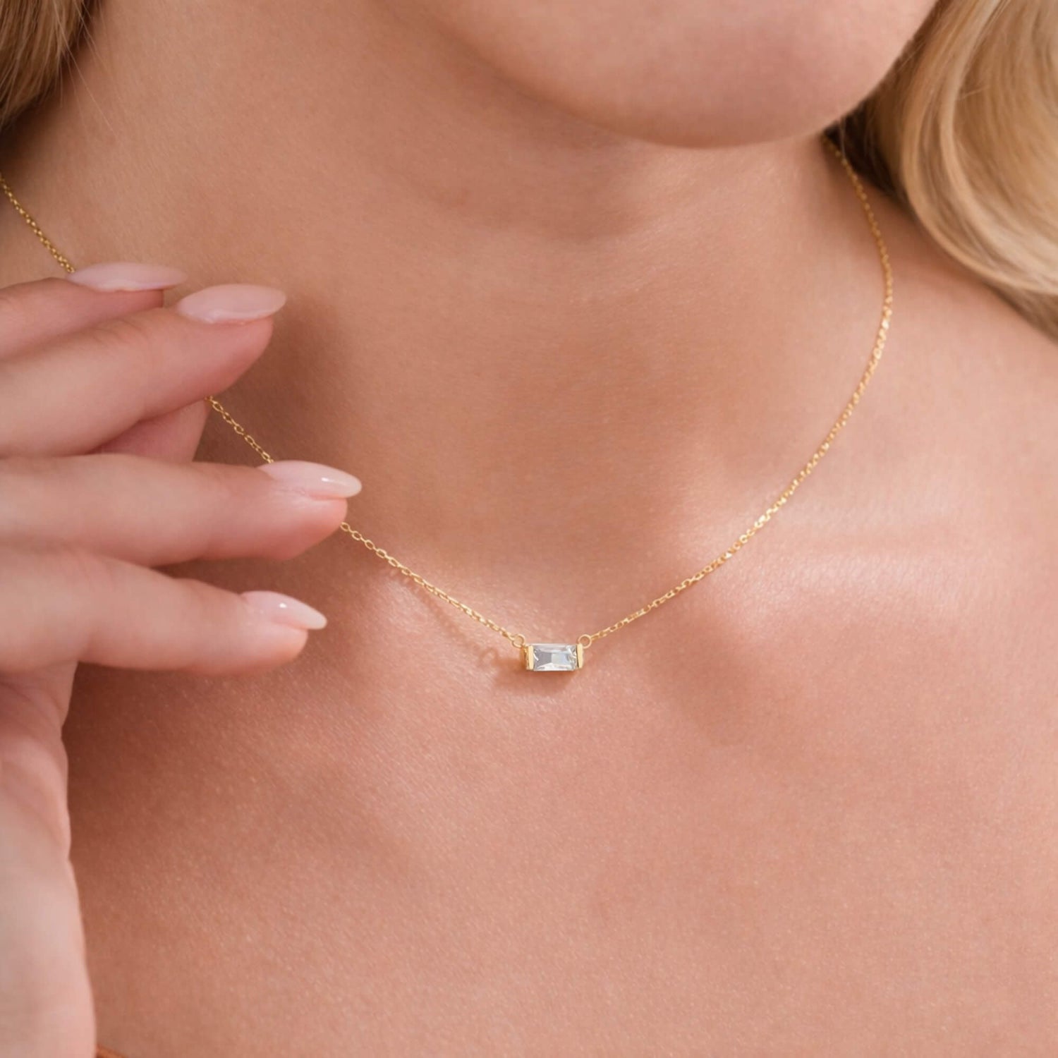 Lumi Baguette Solitaire Necklace