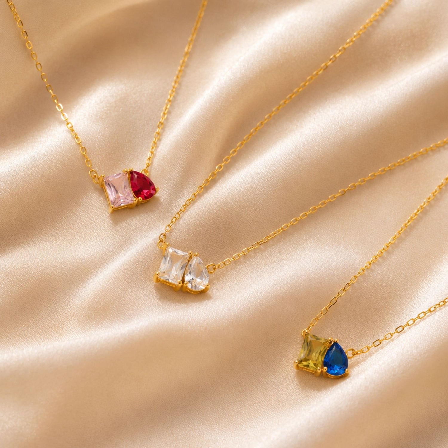 Duet Baguette Gemstone Necklace
