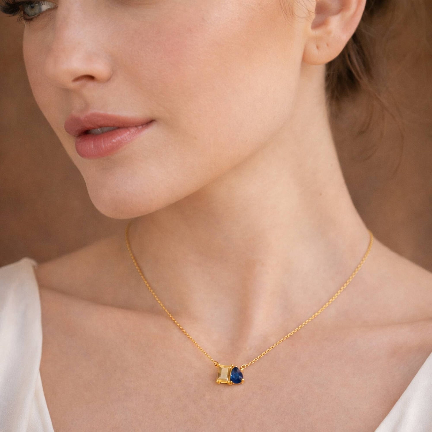Duet Baguette Gemstone Necklace