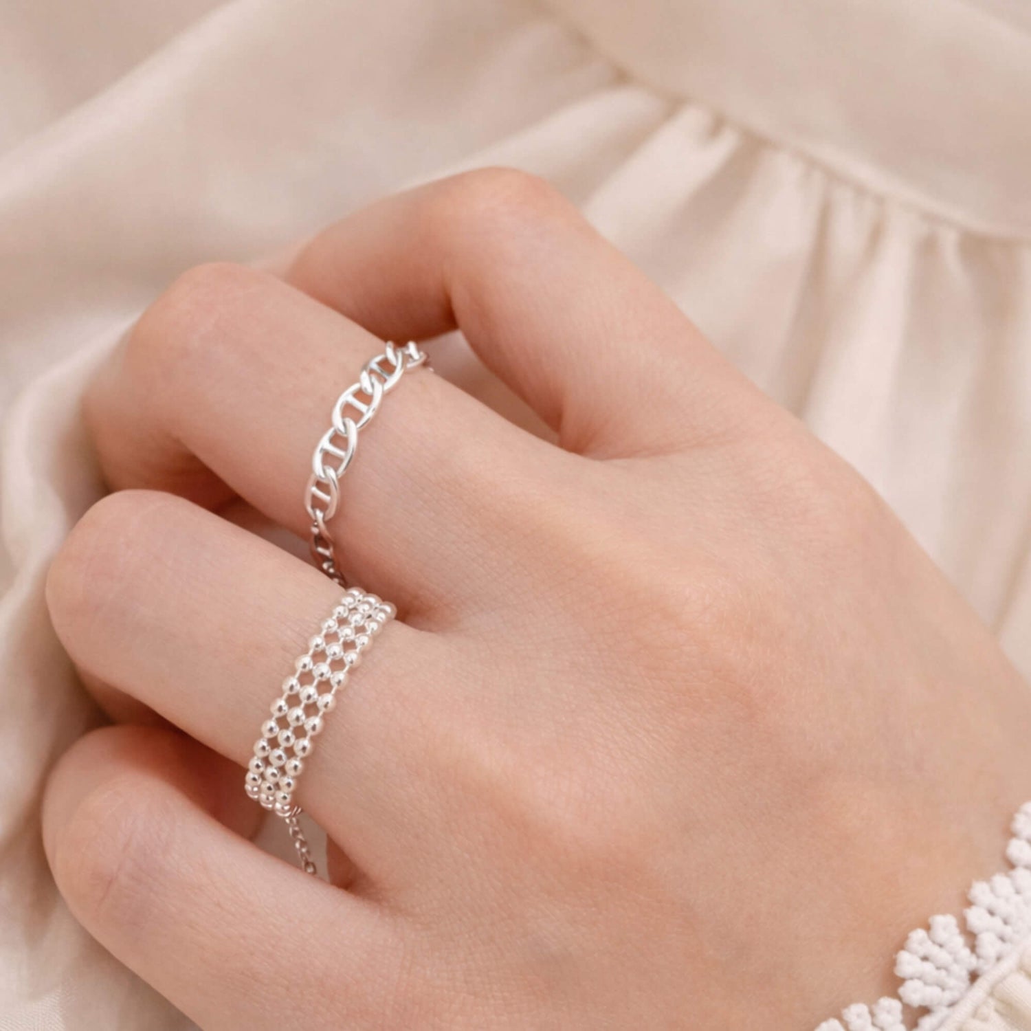 Triple Bloom Dot Ring Stack