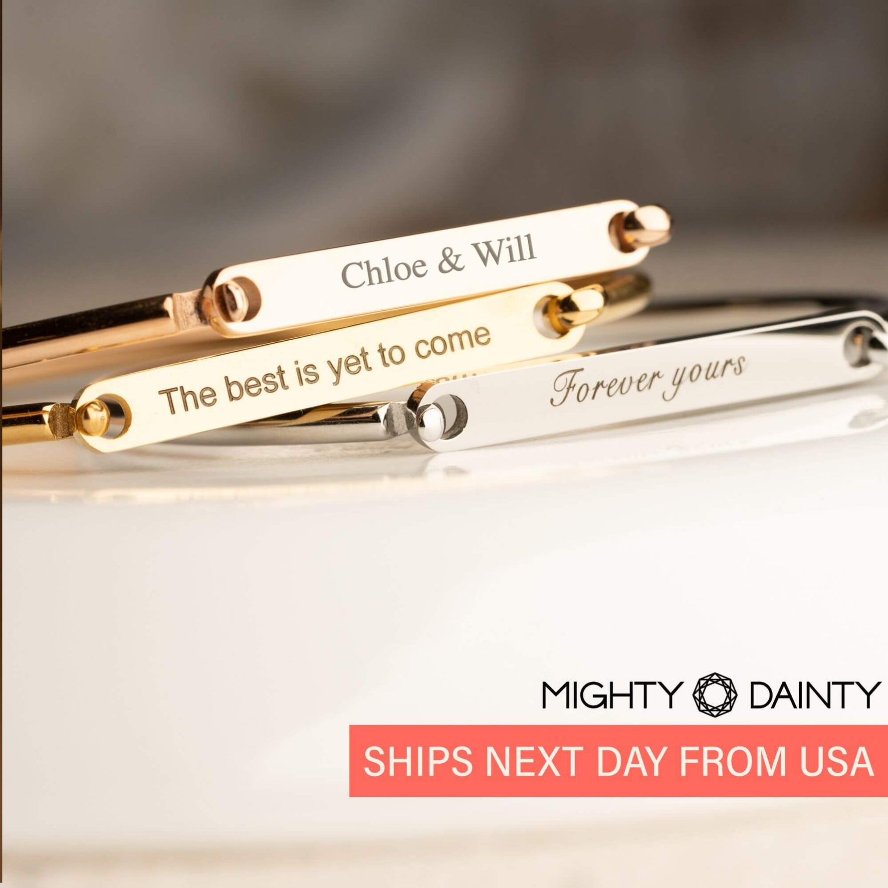 engraved long bar bangle