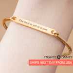 gold engraved long bar bangle
