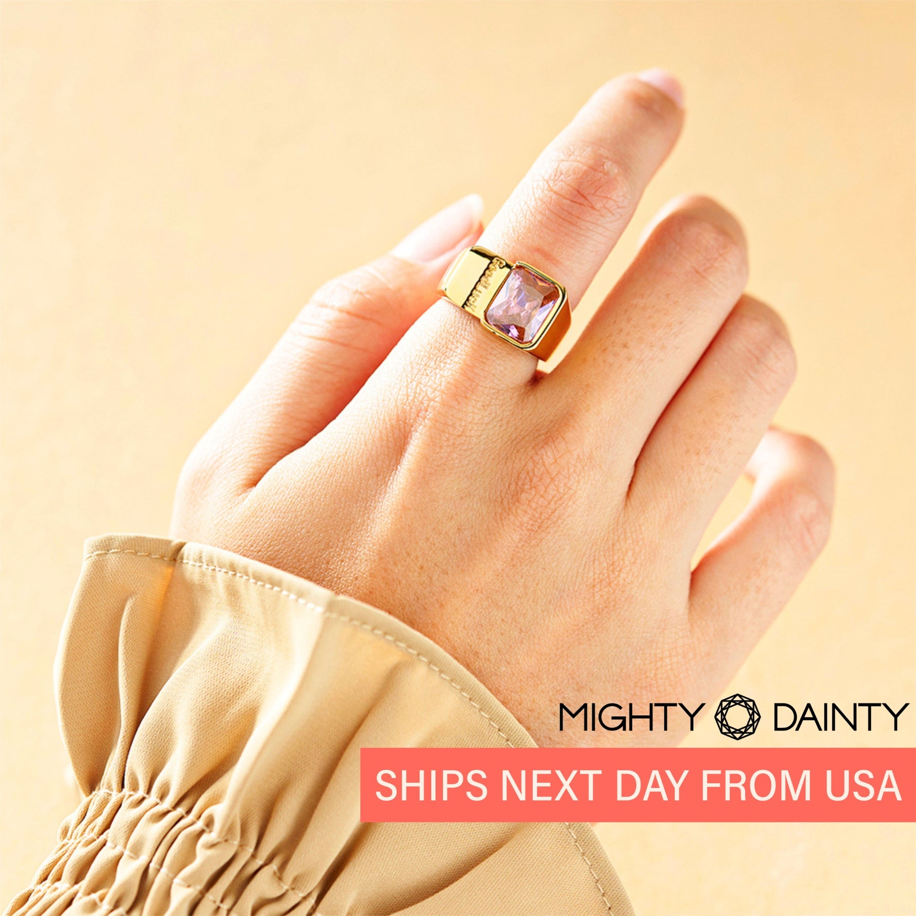 Pink Crystal Statement Ring