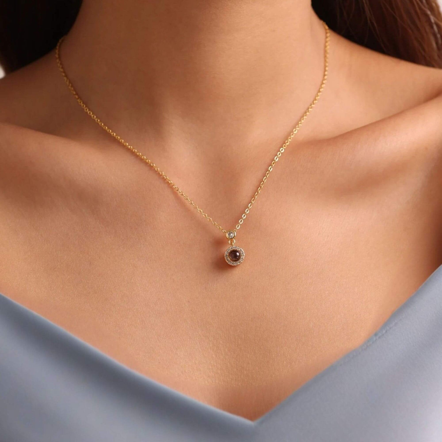 Crystal Photo Projection Necklace