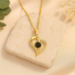 Modern Heart Photo Projection Necklace