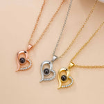Modern Heart Photo Projection Necklace